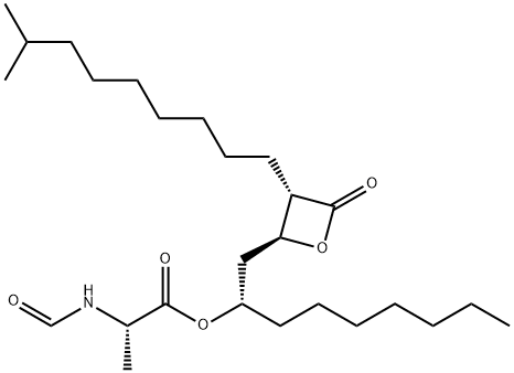 L-Alanine, N-formyl-, (1S)-1-[[(2S,3S)-3-(8-methylnonyl)-4-oxo-2-oxetanyl]methyl]octyl ester 结构式