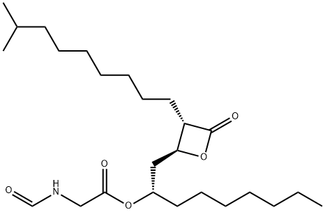 Glycine, N-formyl-, (1S)-1-[[(2S,3S)-3-(8-methylnonyl)-4-oxo-2-oxetanyl]methyl]octyl ester (9CI) 结构式