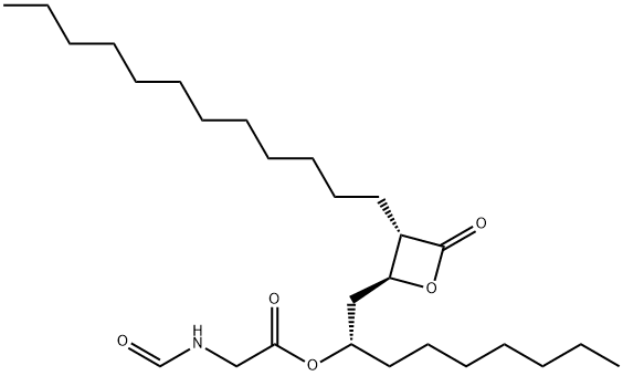 Glycine, N-formyl-, (1S)-1-[[(2S,3S)-3-dodecyl-4-oxo-2-oxetanyl]methyl]octyl ester 结构式