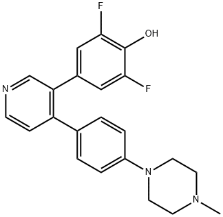 2,6-二氟-4-[4-[4-(4-甲基-1-哌嗪基)苯基]-3-吡啶基]苯酚 结构式