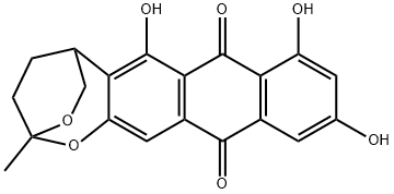 2,5-Ethanoanthra[2,3-d]-1,3-dioxepin-7,12-dione, 4,5-dihydro-6,8,10-trihydroxy-2-methyl- (9CI) 结构式