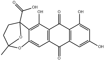 2,5-Epoxyanthra[2,3-b]oxepin-5(2H)-carboxylic acid, 3,4,7,12-tetrahydro-6,8,10-trihydroxy-2-methyl-7,12-dioxo- (9CI) 结构式