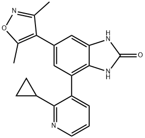 4-(2-Cyclopropylpyridin-3-yl)-6-(3,5-dimethylisoxazol-4-yl)-1H-benzo[d]imidazol-2(3H)-one 结构式