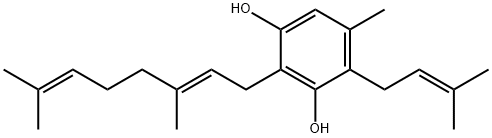 1,3-Benzenediol, 2-[(2E)-3,7-dimethyl-2,6-octadien-1-yl]-5-methyl-4-(3-methyl-2-buten-1-yl)- 结构式