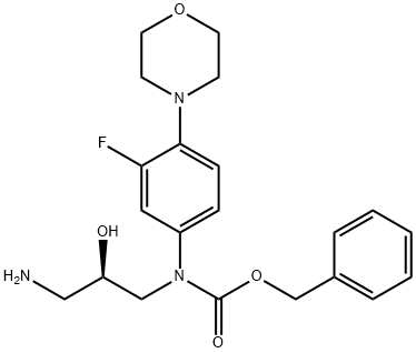 Carbamic acid, N-[(2R)-3-amino-2-hydroxypropyl]-N-[3-fluoro-4-(4-morpholinyl)phenyl]-, phenylmethyl ester 结构式