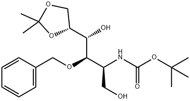 D-Galactitol, 2-deoxy-2-(1,1-dimethylethoxy)carbonylamino-5,6-O-(1-methylethylidene)-3-O-(phenylmethyl)- 结构式
