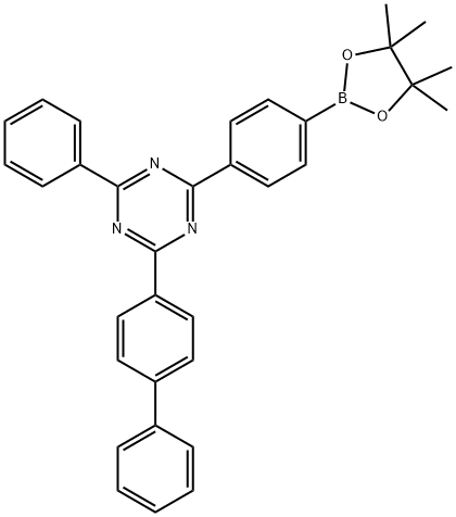 2-([1,1'-联苯] -4-基)-4-苯基-6-(4-(4,4,5,5-四甲基-1,3,2-二氧硼杂环戊烷-2-基)苯基)-1,3,5-三嗪 结构式