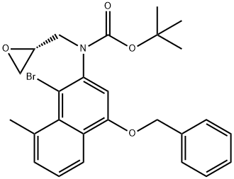 Carbamic acid, N-[1-bromo-8-methyl-4-(phenylmethoxy)-2-naphthalenyl]-N-[(2R)-2-oxiranylmethyl]-, 1,1-dimethylethyl ester 结构式