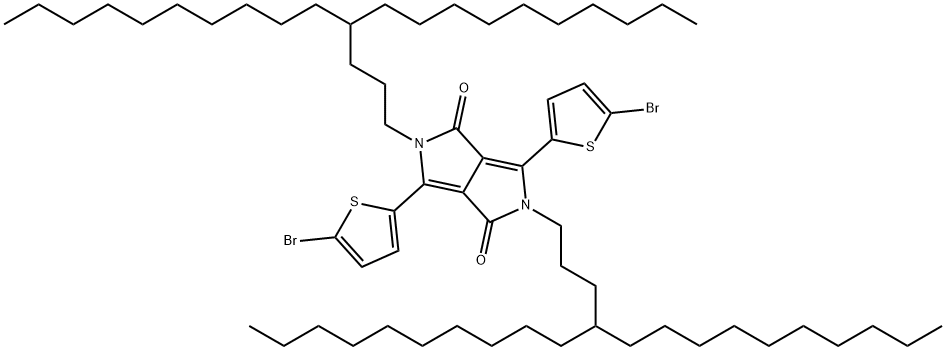 3,6-双(5-溴噻吩-2-基)-2,5-双(4-癸基十四烷基)-2,5-二氢吡咯 并[3,4-C]吡咯-1,4-二酮 结构式