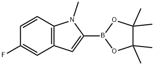 5-氟-1-甲基-2-(4,4,5,5-四甲基-1,3,2-二氧硼杂环戊烷-2-基)-1H-吲哚 结构式