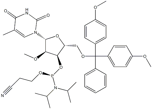 2'-甲氧基-5-甲基尿苷亚磷酰胺单体 结构式