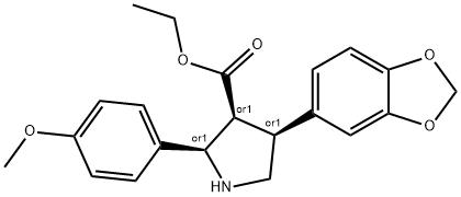 3-Pyrrolidinecarboxylic acid, 4-(1,3-benzodioxol-5-yl)-2-(4-Methoxyphenyl)-, ethyl ester, (2α,3α,4α)- 结构式