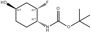 tert-Butyl ((1S,2R,4S)-rel-2-fluoro-4-hydroxycyclohexyl)carbamate 结构式