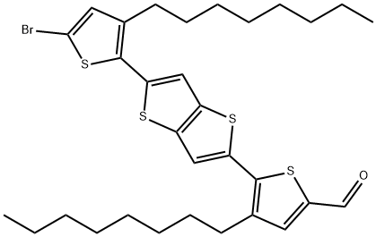 5-(5-(5-bromo-3-octylthiophen-2-yl)thieno[3,2-b]thiophen-2-yl)-4-octylthiophene-2-carbaldehyde 结构式