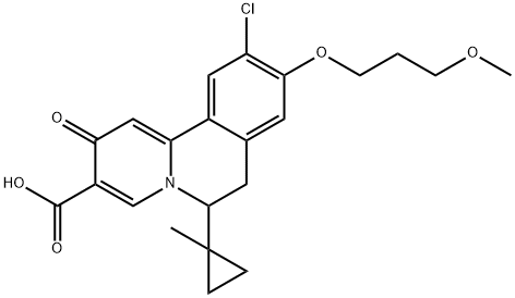 10-Chloro-9-(3-methoxypropoxy)-6-(1-methylcyclopropyl)-2-oxo-6,7-dihydrobenzo[a]quinolizine-3-carboxylic acid 结构式