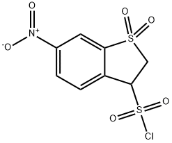 6-nitro-1,1-dioxo-2,3-dihydro-1lambda6-benzothiophene-3-sulfonyl chloride 结构式