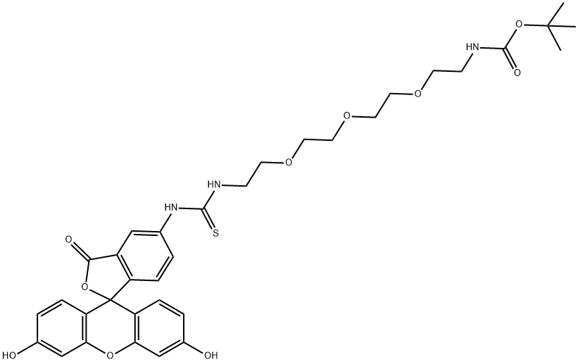 荧光素-三聚乙二醇-氨基甲酰叔丁酯 结构式