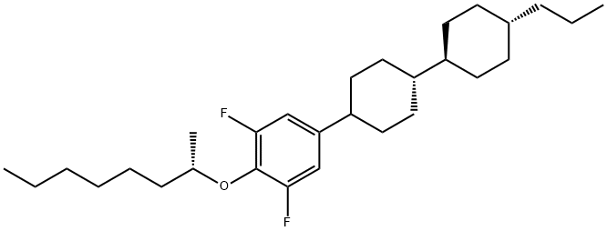 [4(S)-[反式(反式)]]-1,3-二氟-2-[(1-甲基庚基)氧基]-5-(4'-丙基[1,1'-联环己基]-4-基)苯 结构式