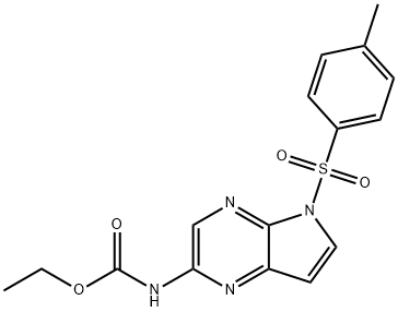 N-[5-[(4-甲基苯基)磺酰基]-5H-吡咯并[2,3-B]吡嗪-2-基]氨基甲酸乙酯 结构式