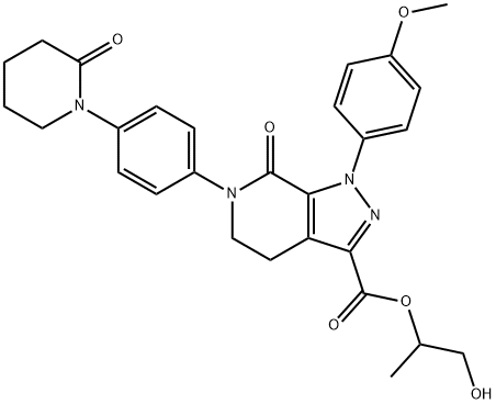 1H-Pyrazolo[3,4-c]pyridine-3-carboxylic acid, 4,5,6,7-tetrahydro-1-(4-methoxyphenyl)-7-oxo-6-[4-(2-oxo-1-piperidinyl)phenyl]-, 2-hydroxy-1-methylethyl ester 结构式