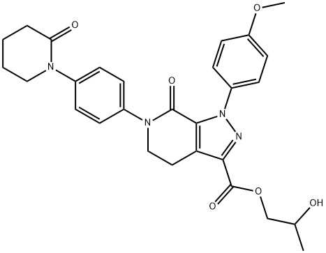 1H-Pyrazolo[3,4-c]pyridine-3-carboxylic acid, 4,5,6,7-tetrahydro-1-(4-methoxyphenyl)-7-oxo-6-[4-(2-oxo-1-piperidinyl)phenyl]-, 2-hydroxypropyl ester 结构式