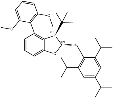 3-(tert-butyl)-4-(2,6-dimethoxyphenyl)-2-(2,4,6-triisopropylbenzyl)-2,3-dihydrobenzo[d][1,3]oxaphosphole 结构式