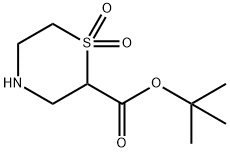 2-Thiomorpholinecarboxylic acid, 1,1-dimethylethyl ester, 1,1-dioxide 结构式