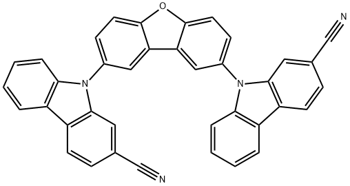 9H-Carbazole-2-carbonitrile, 9,9'-(2,8-dibenzofurandiyl)bis- 结构式