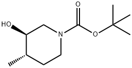 (3R,4S)-3-Hydroxy-4-methyl-piperidine-1-carboxylic acid tert-butyl ester 结构式