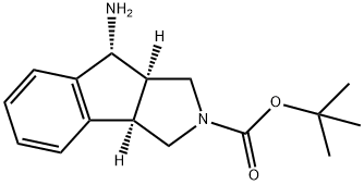 Indeno[1,2- c ]pyrrole-2(1 H )-carboxylic acid, 8-
amino-3,3a,8,8a-tetrahydro-, 1,1-dimethylethyl
ester, (3aR ,8R ,8aR )- 结构式