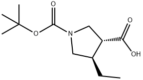 (3R,4R)-1-(叔丁氧基羰基)-4-乙基吡咯烷-3-羧酸 结构式