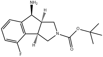 Indeno[1,2- c ]pyrrole-2(1 H )-carboxylic acid, 8-
amino-4-fluoro-3,3a,8,8a-tetrahydro-, 1,1-
dimethylethyl ester, (3aR ,8S ,8aR )- 结构式