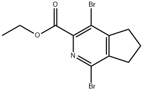 1,4-二溴-6,7-二氢-5H-环戊[C]吡啶-3-羧酸乙酯 结构式