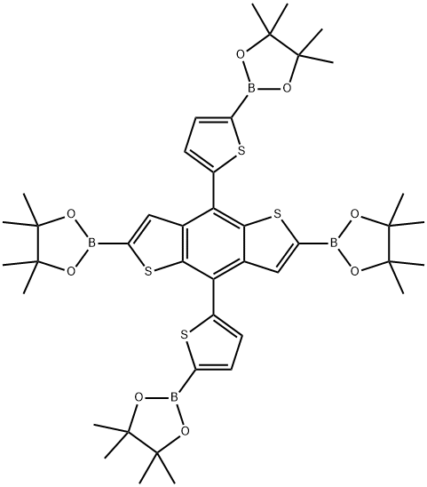 2,2'-(5,5'-(2,6-双(4,4,5,5-四甲基-1,3,2-二氧杂硼戊烷-2-基)苯并[1,2-B:4Chemicalbook,5-B']二噻吩-4,8-二基)双(噻吩-5,2-二基))双(4,4,5,5-四甲基-1,3,2-二氧杂硼戊烷) 结构式