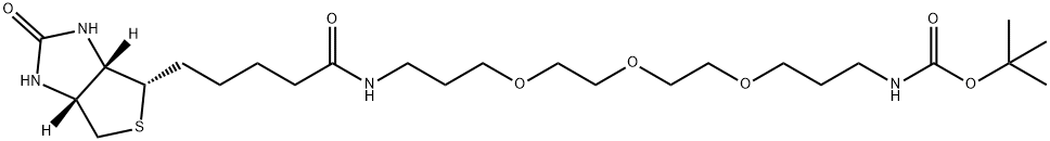 6,9,12-Trioxa-2,16-diazaheneicosanoic acid, 21-[(3aS,4S,6aR)-hexahydro-2-oxo-1H-thieno[3,4-d]imidazol-4-yl]-17-oxo-, 1,1-dimethylethyl ester 结构式