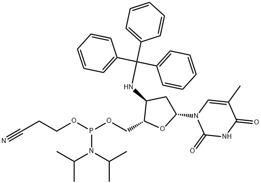 3'-NH-三基-3'-氨基二甲基苯胺5'-O-氰基乙基-N,N-二异丙基氨基磷酰胺 结构式