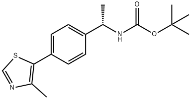 (S)-N-BOC-1-[4-(4-甲基-5-噻唑基)苯基]乙胺 结构式