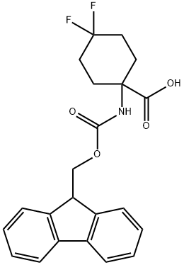 Cyclohexanecarboxylic acid, 1-[[(9H-fluoren-9-ylmethoxy)carbonyl]amino]-4,4-difluoro- 结构式