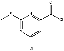 4-Pyrimidinecarbonyl chloride, 6-chloro-2-(methylthio)- 结构式