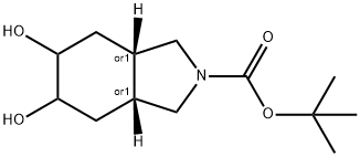 (3AR,7AS)-叔-丁基 5,6-二羟基六氢-1H-异吲哚-2(3H)-甲酸基酯 结构式