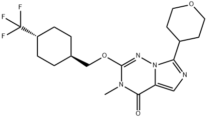 3-甲基-7-(四氢-2H-吡喃-4-基)-2-((反式-4-(三氟甲基)环己基)甲氧基)咪唑并[5,1-F][1,2,4]三嗪-4(3H)-酮 结构式