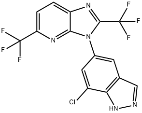 3H-Imidazo[4,5-b]pyridine, 3-(7-chloro-1H-indazol-5-yl)-2,5-bis(trifluoromethyl)- 结构式