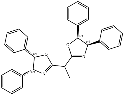 (4R,4'R,5S,5'S)-2,2'-(乙烷-1,1-二基)双(4,5-二苯基-4,5-二氢恶唑) 结构式