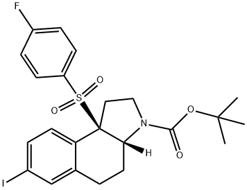 (3AR,9BR)-9B-((4-氟苯基)磺酰基)-7-碘-1,2,3A,4,5,9B-六氢-3H-苯并[E]吲哚-3-羧酸叔丁酯 结构式