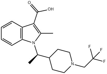 (R)-2-甲基-1-(1-(1-(2,2,2-三氟乙基)哌啶-4-基)乙基)-1H-吲哚-3-羧酸 结构式