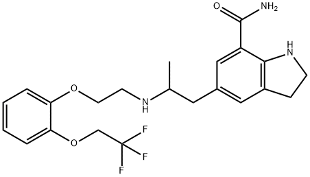 1H-Indole-7-carboxamide, 2,3-dihydro-5-[2-[[2-[2-(2,2,2-trifluoroethoxy)phenoxy]ethyl]amino]propyl]- 结构式