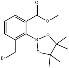 3-(溴甲基)-2-(4,4,5,5-四甲基-1,3,2-二氧硼杂环戊烷-2-基)苯甲酸甲酯 结构式
