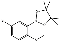 2-(5-氯-2-(甲硫基)苯基)-4,4,5,5-四甲基-1,3,2-二氧硼杂环戊烷 结构式