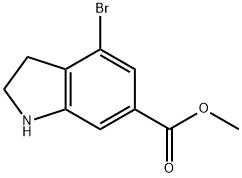 4-溴吲哚啉-6-甲酸甲酯 结构式