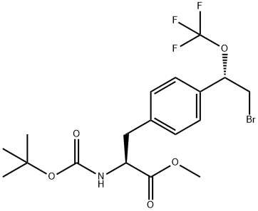 methyl (S)-3-(4-((S)-2-bromo-1-(trifluoromethoxy)ethyl)phenyl)-2-((tert-butoxycarbonyl)amino)propanoate 结构式